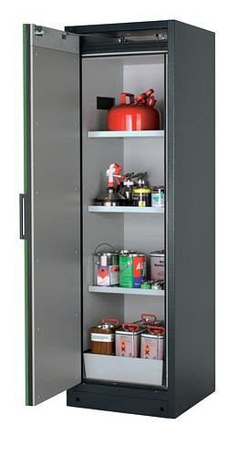 asecos Feuerbeständiger Gefahrstoffschrank Select W-63L-O "one touch", 3 Einlegeböden, Tür grün, 201459