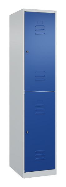 C+P Doppelstöckiger Spind Classic PLUS, 1850x400x500mm, 7035/5010, Zylinderschlösser, 080300-12 S10036
