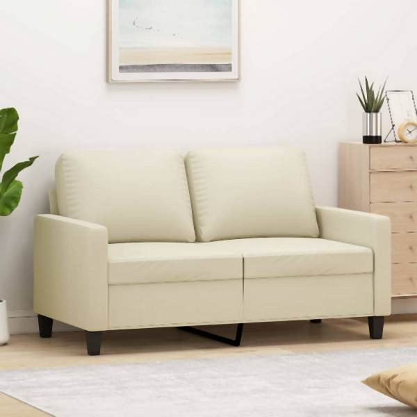 vidaXL 2-Sitzer-Sofa Creme 120 cm Kunstleder, Füllung: Schaumstoff, 359133