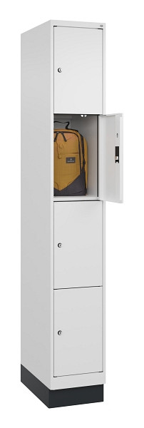 C+P Schließfachschrank Evolo PLUS, mit Sockel, 4 Fächer, 1950x300x500mm, 9016/90, 049020-104 S10020