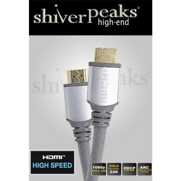 shiverpeaks HIGH-END-HDMI-Anschlusskabel, Vers. 1.3a, Metall-Stecker, vergoldete Kontakte,-Silber-Nylon, AWG 26, 10,0m, 77478-SPH-L