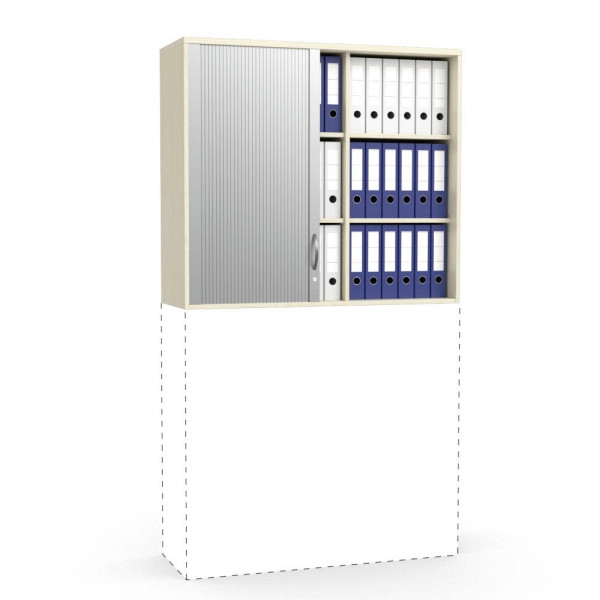 Deskin Rollladen-Aufsatzschrank MULTI M, Ahorndekor, B 1200 x H 1055 x T 420 mm, 271926