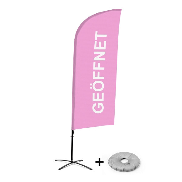 Showdown Displays Beachflag Alu Wind Komplett-Set Geöffnet Pink Deutsch Kreuzständer, BFAW310-CB30-WB-I56