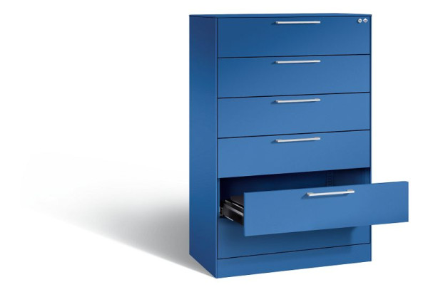 C+P Karteischrank Asisto, H1310xB800xT435mm, Farbe: Enzianblau, Bügelgriff, Stahl-Abdeckplatte, 146023-623 S10031
