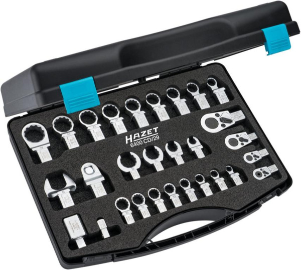 Hazet Einsteck-Werkzeug Satz, Einsteck-Vierkant 14 x 18 mm, Einsteck-Vierkant 9 x 12 mm, Außen-Doppel-Sechskant Profil, Anzahl Werkzeuge: 29, 6400CD/29