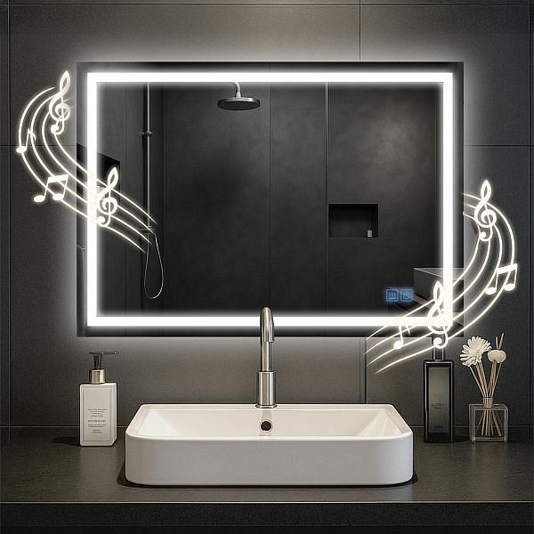 CLP Badspiegel Jaffrey 50x70 mm mit Bluetooth, klarglas, 327302