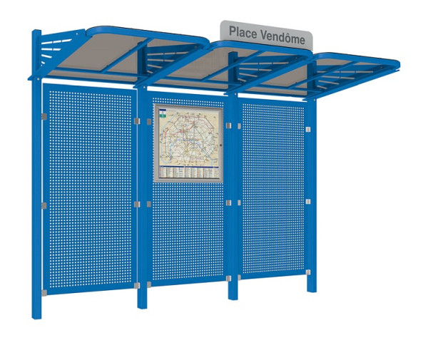 Procity Wartehalle Convi® Mit Blechrückwand - Ohne Seitenverkleidungen, Farbe RAL 5010, 529435.5010
