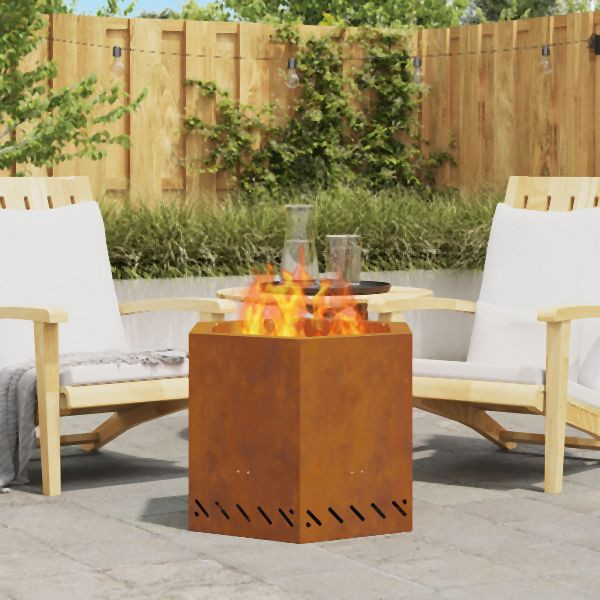 vidaXL Raucharmer Feuerstelle Sechseckig 58x58x51 cm Wetterfestes Stahl, 858981