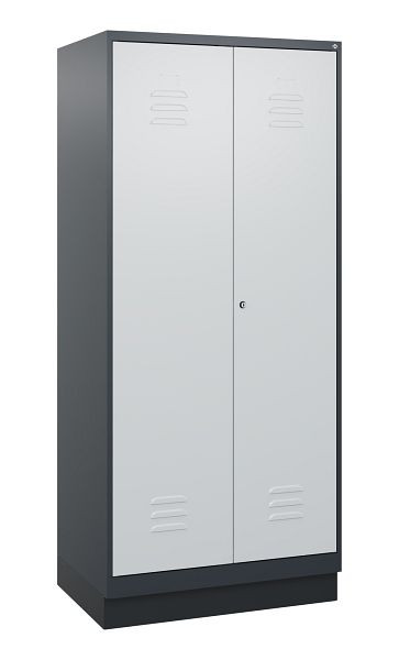 C+P Umkleidespind Classic PLUS, Doppel-Spind, Sockel, 2 Abteile, 1800x800x500mm, 7016/7035, Zylinderschloss, 0800227-22P S10028