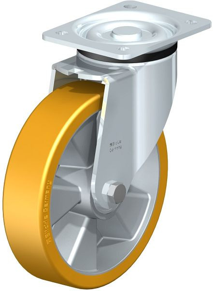 Blickle LK-ALTH 200K Stahlblech-Lenkrolle, schwere Ausführung, mit Anschraubplatte, Blickle Extrathane®, Hellbraun, 265876