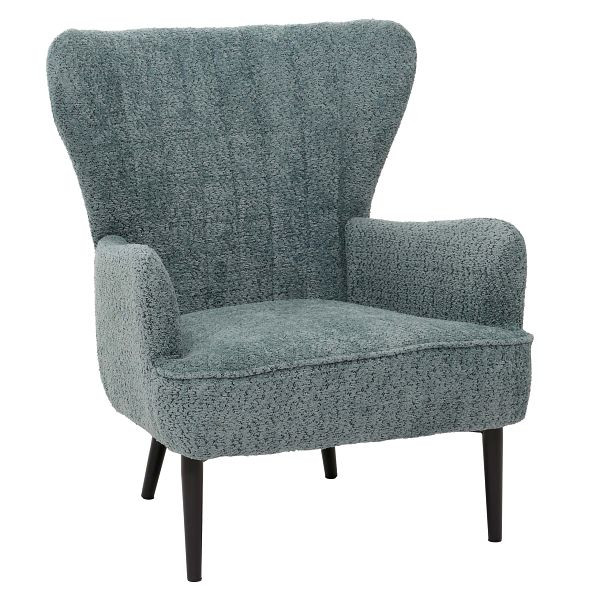 Mendler Lounge-Sessel HWC-K37, Cocktail-/Ohrensessel Polsterstuhl Retro Vintage Stoff Chenille (500g/m²) Öko-Tex, blau-grün, 109063