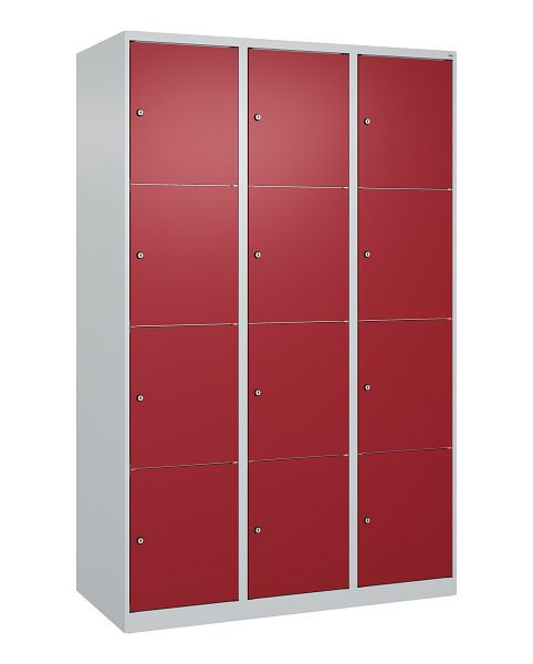 C+P Schließfachschrank Classic PLUS, 3 Abteile mit je 4 Fächern, 1850x1200x500mm, 7035/3003, 080000-324 S10001