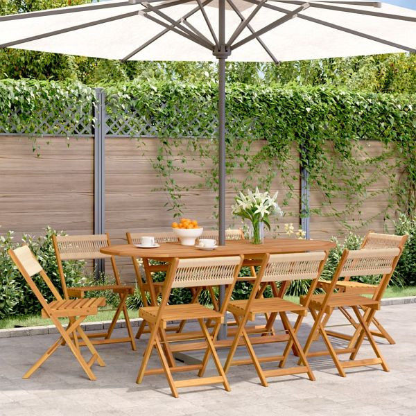 vidaXL Gartenstühle 8 Stück Klappbar Beige Massivholz Akazie, 3214609
