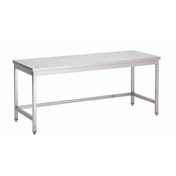 Gastro-Inox Edelstahl AISI 430 Arbeitstisch ohne Grundboden, 1700x600x850mm, verstärkt mit 18 mm dicker, beschichteter Spanplatte, 301.201
