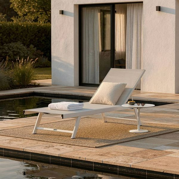 HOME DELUXE Gartenliege NAILEA - Weiß, 75208, 4058166445681