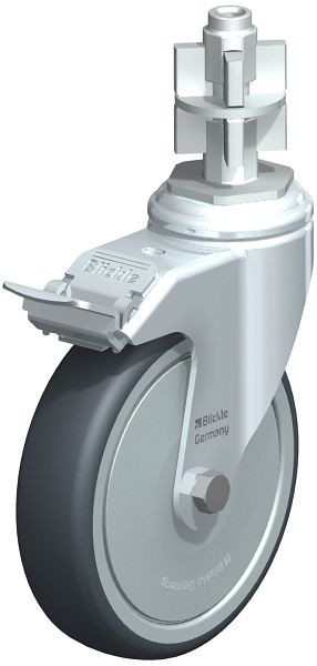 Blickle LKRA-TPA 126K-11-FI-FK-E17 Apparate-Lenkrolle mit Expander & Feststeller, Thermoplastisches Gummi-Elastomer, Grau, 639013