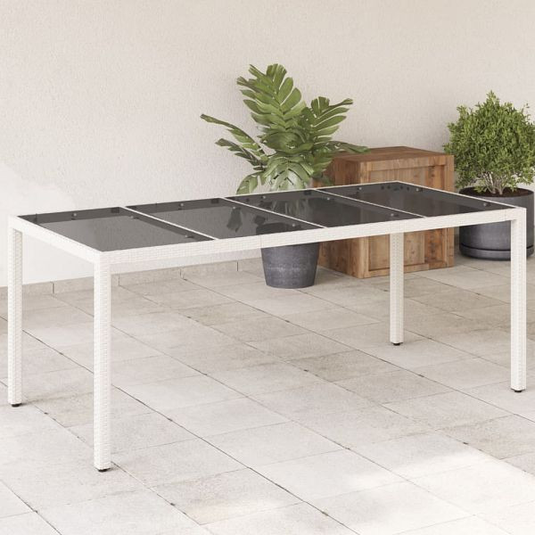 vidaXL Gartentisch mit Glasplatte Weiß 190x90x75 cm Poly Rattan, 368129