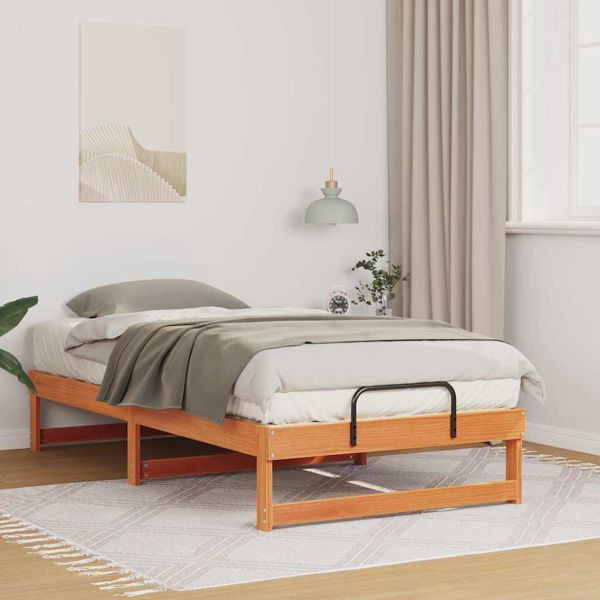 vidaXL Bettgestell mit Tragegriffen Braun Massivholz Kiefer, 873147