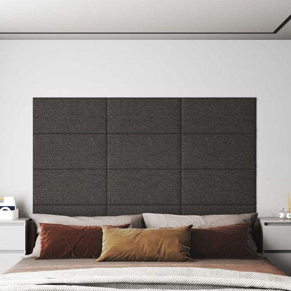 vidaXL Wandpaneele 12 Stück Dunkelgrau 60x30 cm Stoff 2,16 m², 343846
