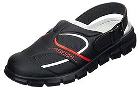 ABEBA Berufsschuhe Dynamic Clog schwarz/ rot, OB, Fersenriemen feststehend, verstellbar, Mikrofaser, 7332-44