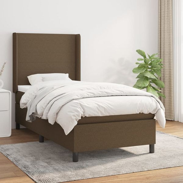 vidaXL Boxspringbett mit Matratze Dunkelbraun 100x200 cm Stoff, 3131252