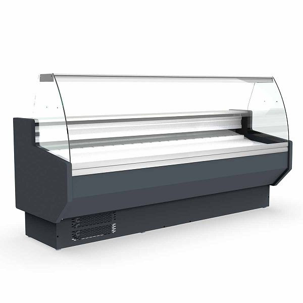 Vaiotec TOPLINE Kühltheke 250 - gebogenes Frontglas "grau", 246,5x80x123,5 cm, 10711