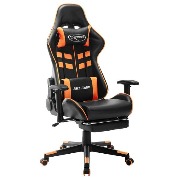 vidaXL Gaming-Stuhl mit Fußstütze Schwarz und Orange Kunstleder, 20516