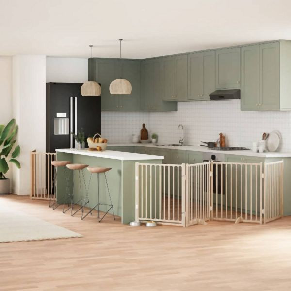 vidaXL 8-tlg. Hundetor mit Tür Faltbar 640 cm Pappelholz, 3155726