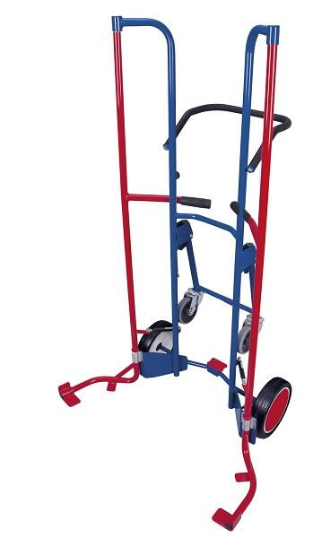 VARIOfit Reifenkarre mit 2 Stützrädern, Außenmaße: 705 x 740 x 1.600 mm, RAL 5010 enzianblau, Radsatz: Vollgummibereifung, sk-710.305