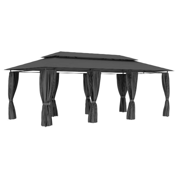 vidaXL Pavillon mit Vorhängen 600x298x270 cm Anthrazit, UV-beständig, 47966