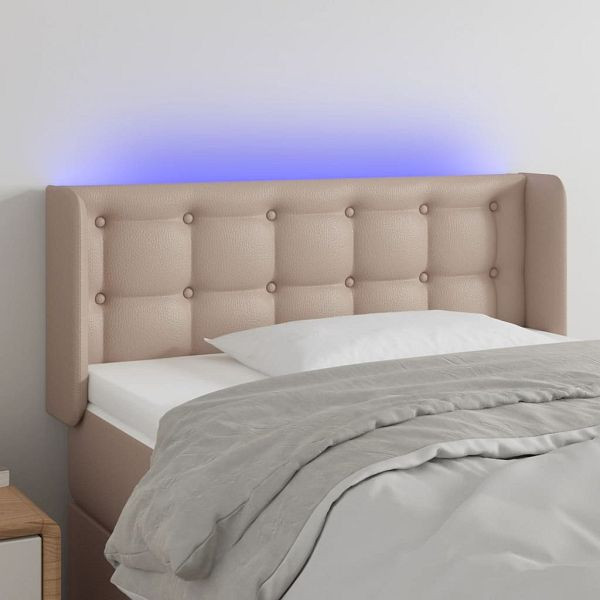 vidaXL LED Kopfteil Cappuccino-Braun 103x16x78/88 cm Kunstleder, 3123325