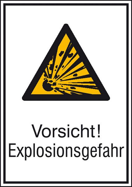 SafetyMarking Warn-Kombischild, Vorsicht! Explosionsgefahr, BxH 13,1x18,5 cm, Aluminium, 11.0404
