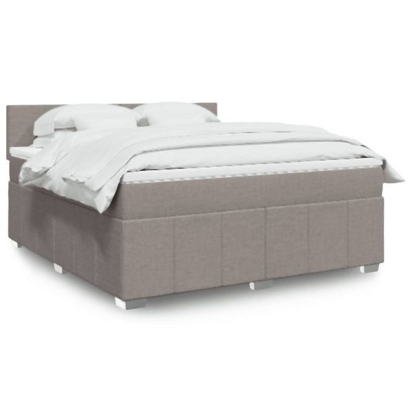 vidaXL Boxspringbett mit Matratze Taupe 180x200 cm Stoff, 3289444