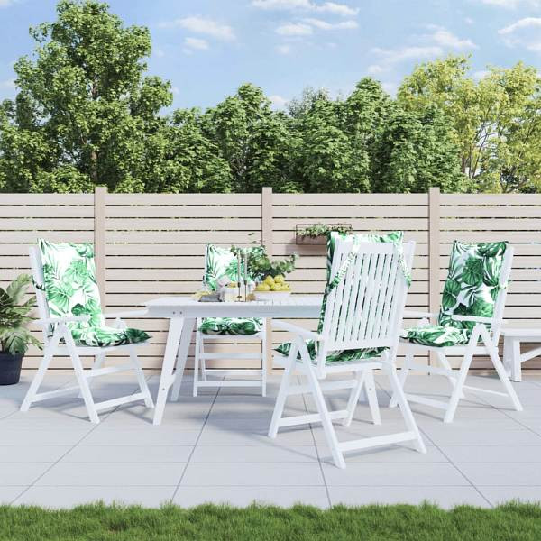 vidaXL Hochlehner-Auflagen 4 Stück Blattmuster Oxford-Gewebe, 377639