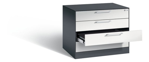 C+P Karteischrank Asisto, H710xB800xT600mm, Farbe: Schwarzgrau / Lichtgrau, Bügelgriff, 146273-424 S10016