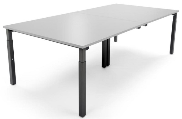 Deskin Konferenztisch System MODUL, Lichtgrau, 3200 x 1600 x 650 mm, Gestell: Schwarz RAL 9005, 292126