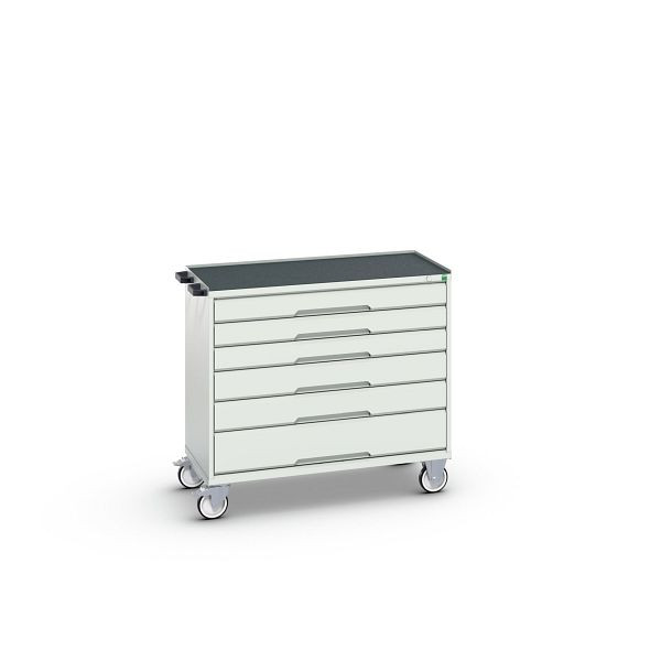 bott verso mobiler Schubladenschrank, mit 6 Schubladen und Abrollrand, BxTxH: 1050 x 550 x 965 mm, Lichtgrau / Lichtgrau, 16927055.16