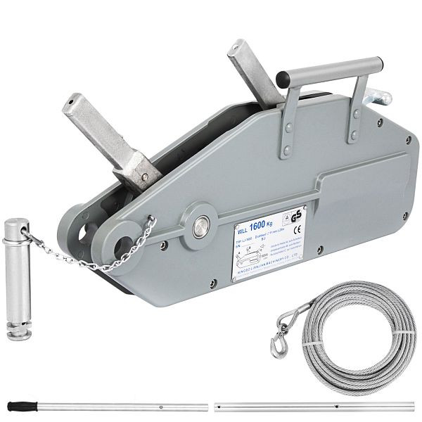 VEVOR Seilzug bis 1600 kg, Kapazität mit 20 m Seil, Seildurchmesser 11 mm, maximale Reiselast 2400 kg, SBHL1.6T20MGSS001V0