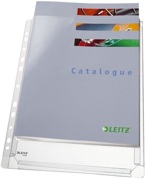 LEITZ 4756 Prospekthülle Maxi Standard, oben offen, genarbt, 0,17 mm, A4, 5 Stück, 4756-30-03