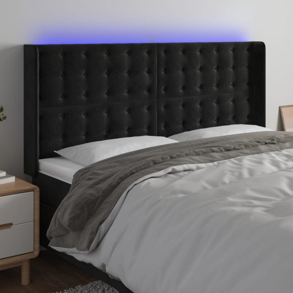 vidaXL LED Kopfteil Schwarz 183x16x118/128 cm Samt, 3124544