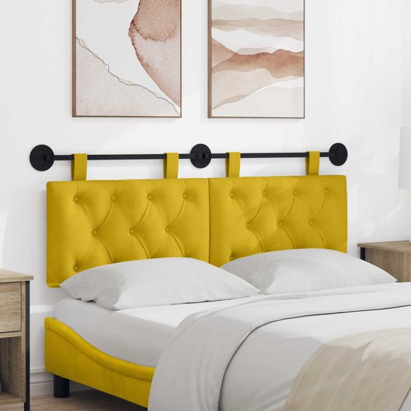 vidaXL Hängevorderseite Wandmontiert Gelb 150 x 55 x 7 cm Samt, 42032143