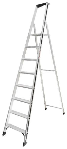 ALU-PRO Stufenstehleiter mit Plattform, 8 Stufen, Standhöhe 1,81 m, 7002608