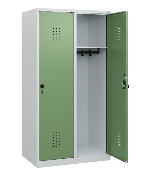 C+P Spind Evolo PLUS, 2 Abteile, 1530x800x500mm, 7035/6011, Drehriegel, 0490005-22 S10010