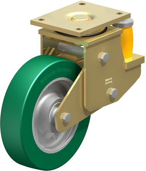 Blickle LSFE-GST 250K Stahlgeschweißte Schwerlast-Lenkrolle mit Polyurethanfeder, Blickle Softhane®, Grün, 755382