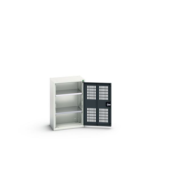bott verso Flügeltürschrank mit Belüftung, mit 2 Fachböden, BxTxH: 525 x 350 x 800 mm, Lichtgrau / Anthrazitgrau, 16926710.19