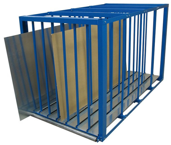 Schulte Blechlager-Box, 1500 x 1100 x 2500 mm HxBxT, RAL 5010 enzianblau, 7 Fächer mit verzinkten Stahlblechwannen, lichte Fachbreite 100 mm, 19466