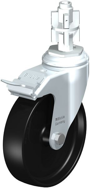 Blickle LKRA-POA 125G-11-FI-E15 Apparate-Lenkrolle mit Rückenloch & Feststeller, Polyamid, Schwarz, 376491