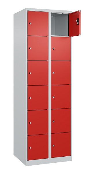 C+P Schließfachschrank Evolo PLUS, 12 Fächer, 1850x600x500mm, 7035/3020, 049000-206 S10005