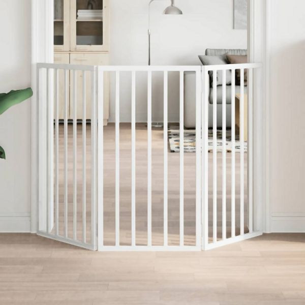 vidaXL 3-teilig Hundetor Faltbar Weiß 150 cm Pappelholz, 352182