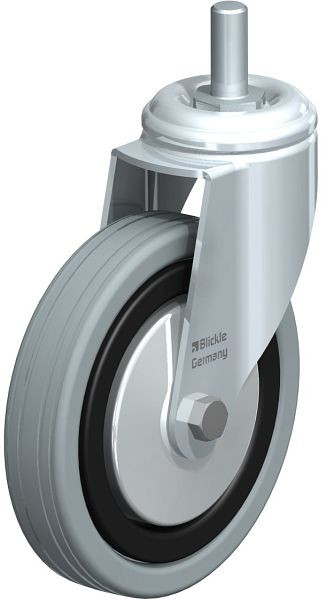 Blickle LKRA-VPA 125G-FA-GS12 Apparate-Lenkrolle mit Gewindestift, Vollgummi, Grau, 351726
